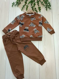 ست بلوز شلوار راحتی طرح ادی قهوه ای